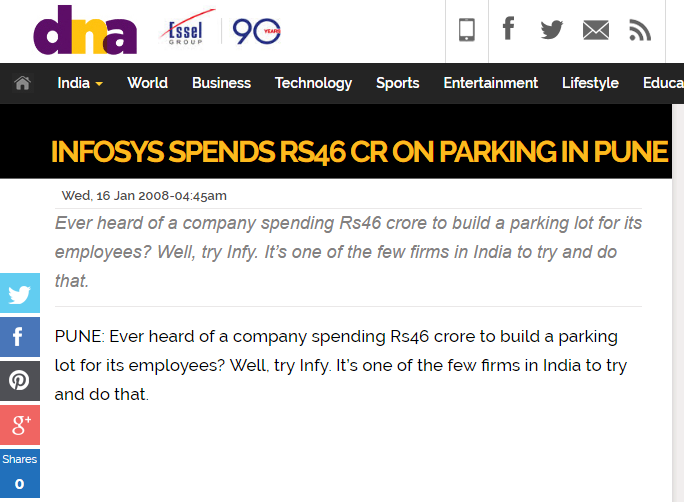 Infosys investment in Parking